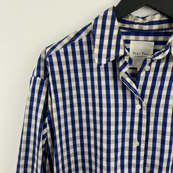 PART TWO Blouse Regan gingham boyfriend shirt Size M - Picture 5 of 7
